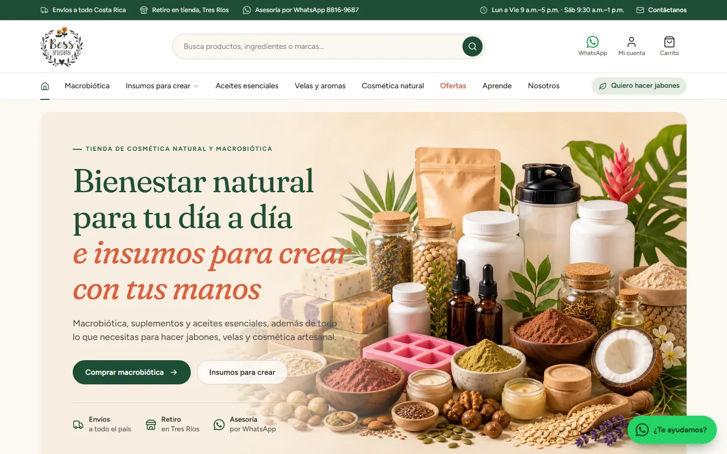 Portada del sitio de Bess Artesanal
